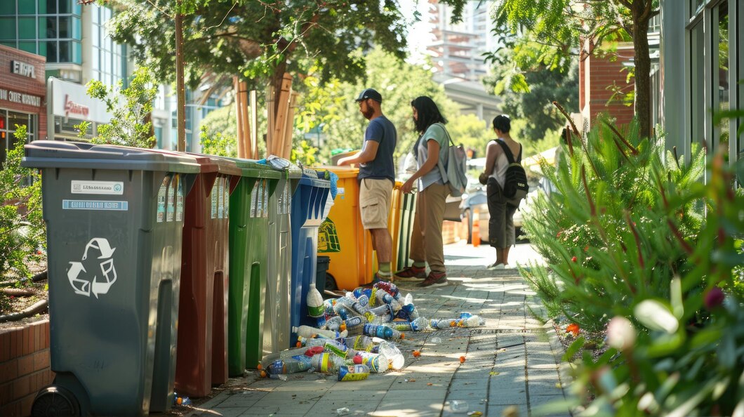 people sorting trash urban recycling station 117406 9312